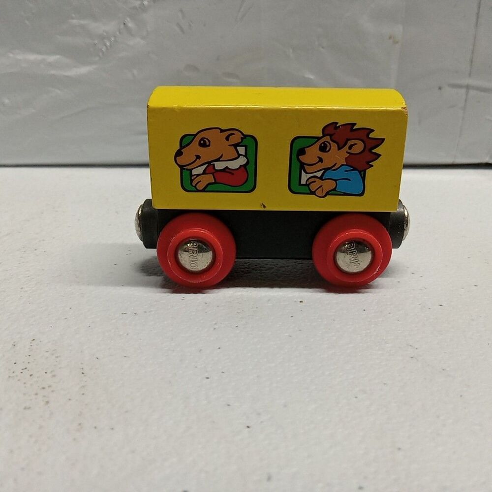Wooden Railway Express Passenger Car 2 Animals Yellow